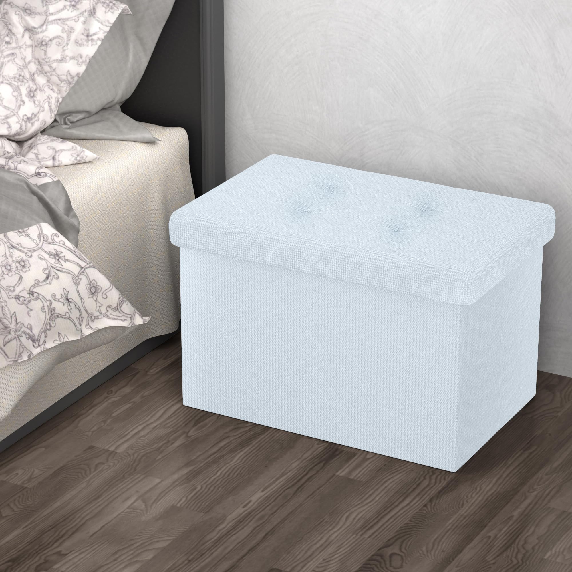 Intirilife Sitzbank 49x30x30 cm Weiß mit Stauraum faltbar
