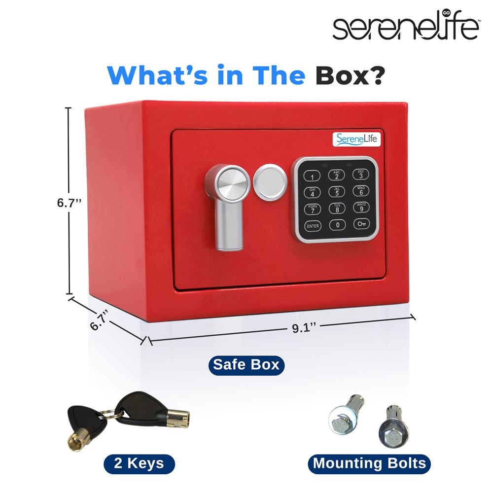 Serenelife Storage Safe Box digital Rot Stahl Mini-Tresor