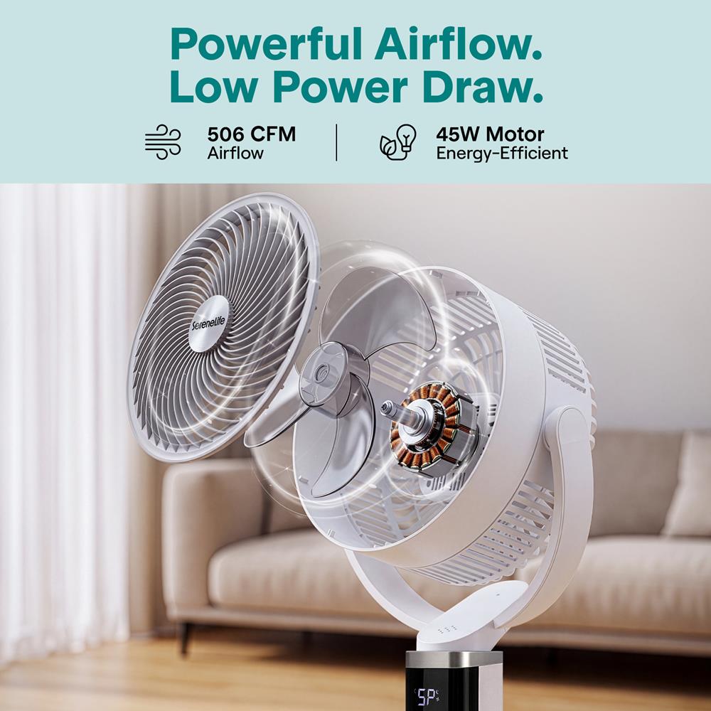 Serenelife Portable SLFNST6AS Standventilator Weiss 45W