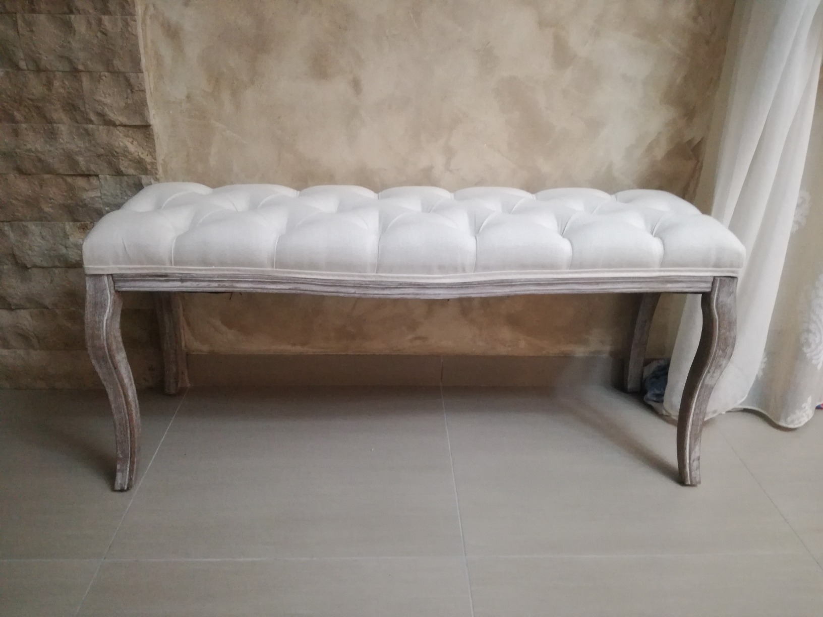 vidaXL Heim & Garten Bank Leinen 110x38x48 cm Dunkelgrau