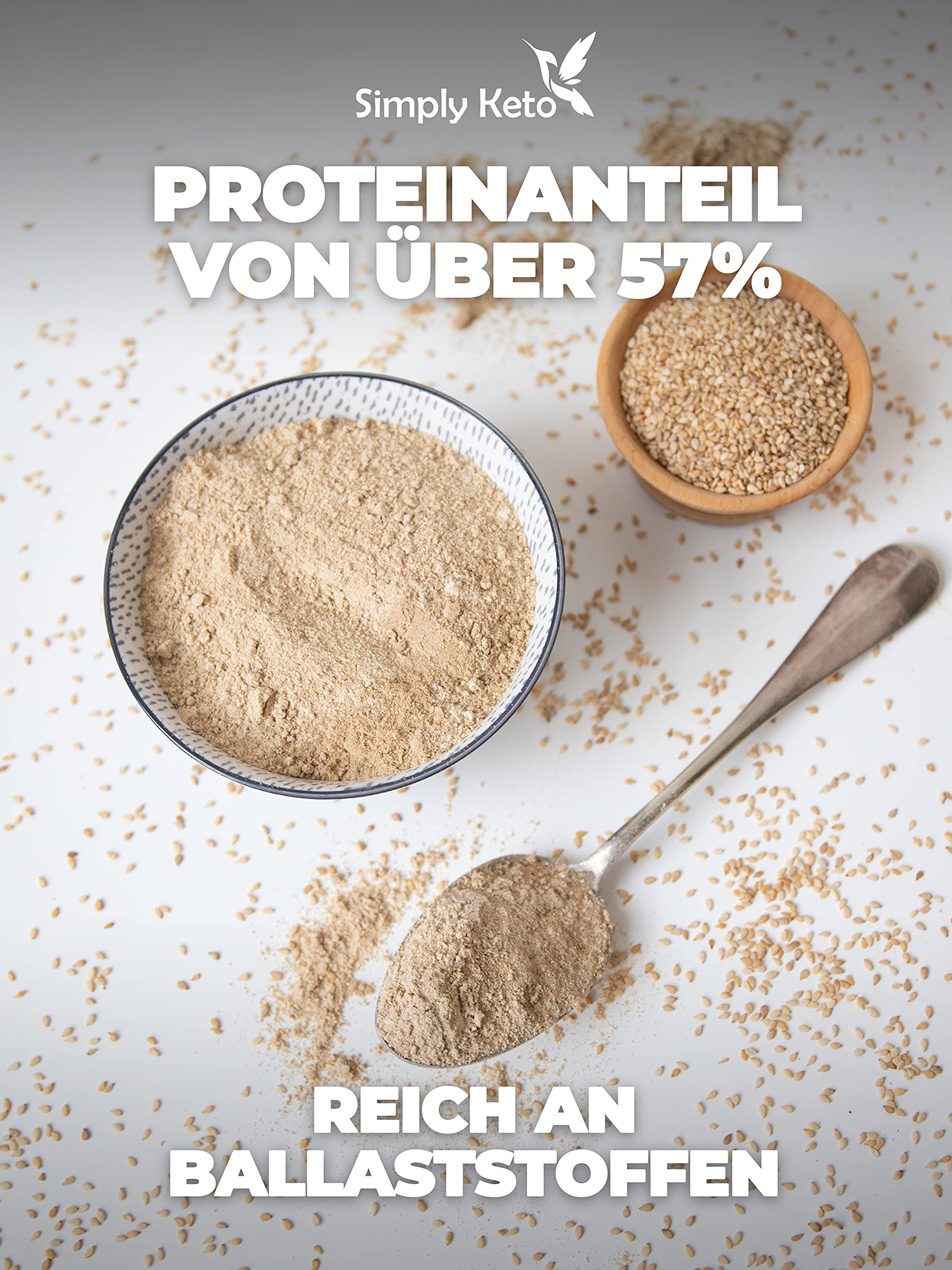 Simply Keto Sesammehl entölt 500 g Low Carb proteinreich