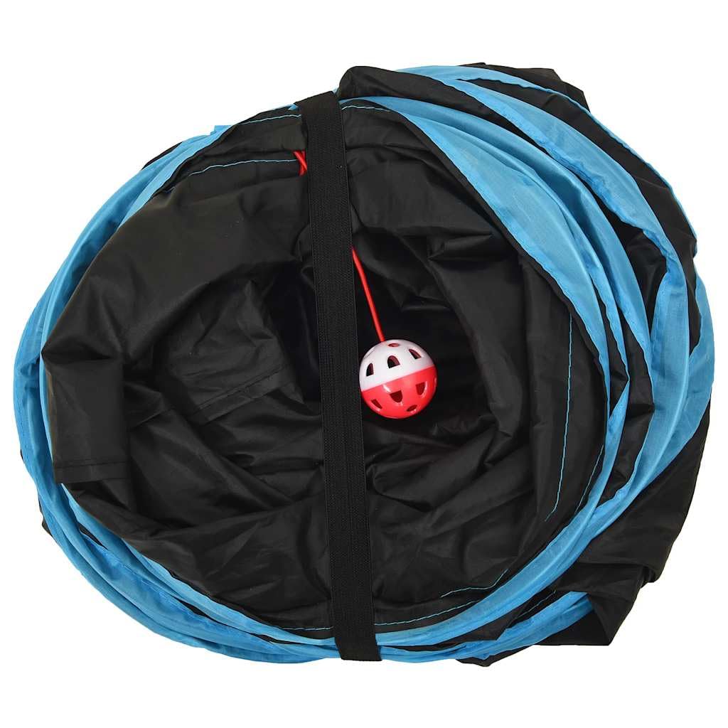 vidaXL Tierbedarf Katzentunnel S-Form 122 cm Schwarz-Blau