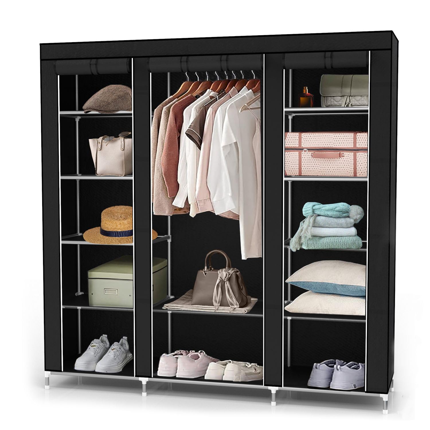 Intirilife Faltschrank 150x175x45 asch grau Reissverschluss