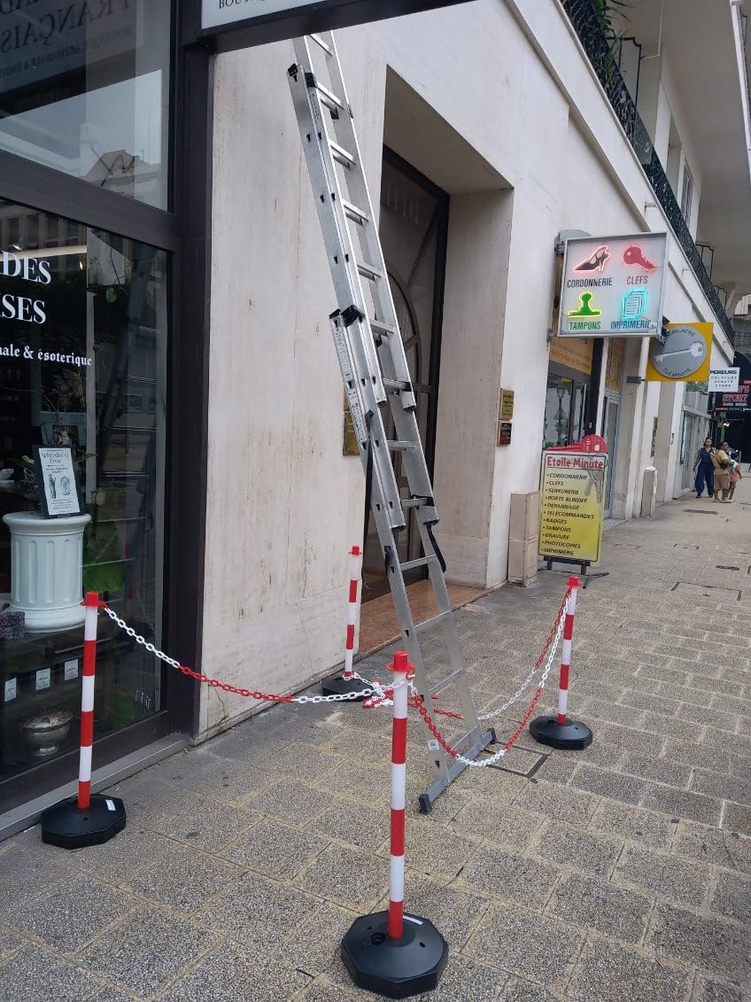 vidaXL Pfosten Set 2x mit Absperrkette 10m Rot Kunststoff