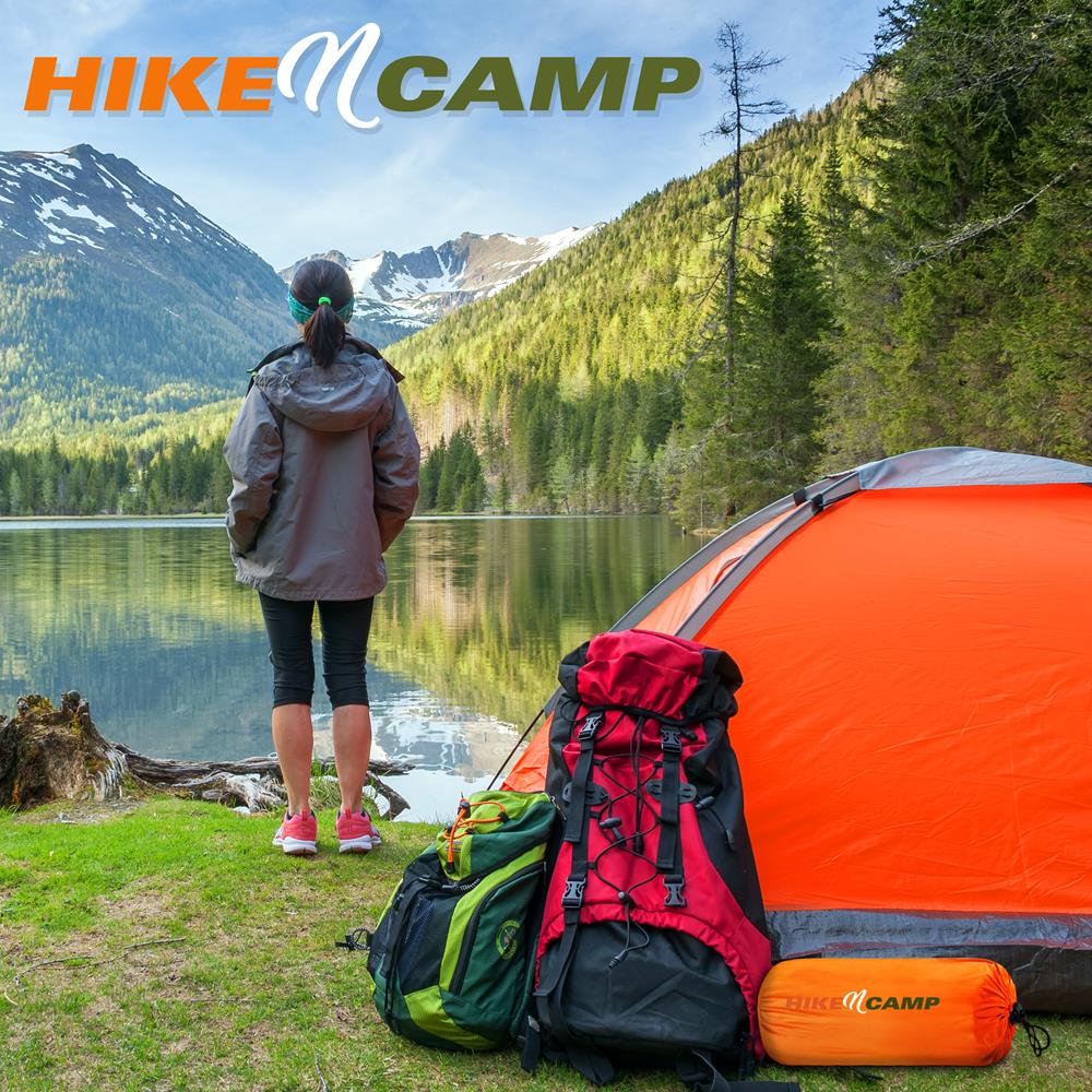 Serenelife Camping Schlafmatte Orange mit Kissen Nylon