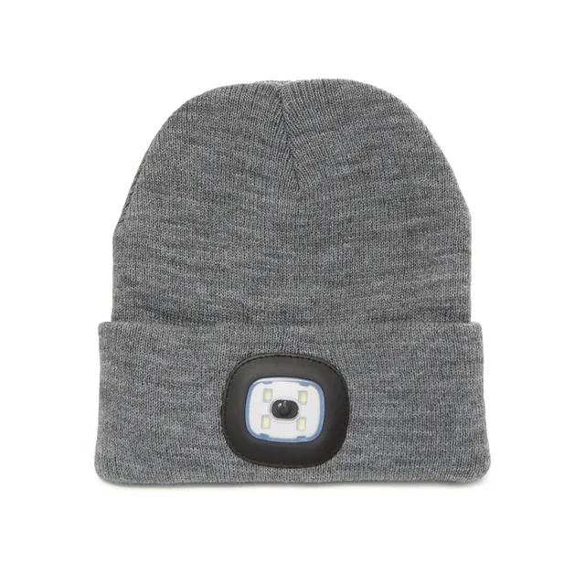 Kikkerland Bright LED Beanie Mütze grau mit Licht