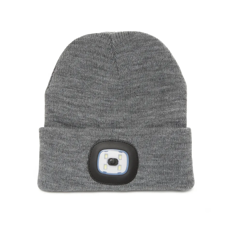 Kikkerland Bright LED Beanie Mütze grau mit Licht
