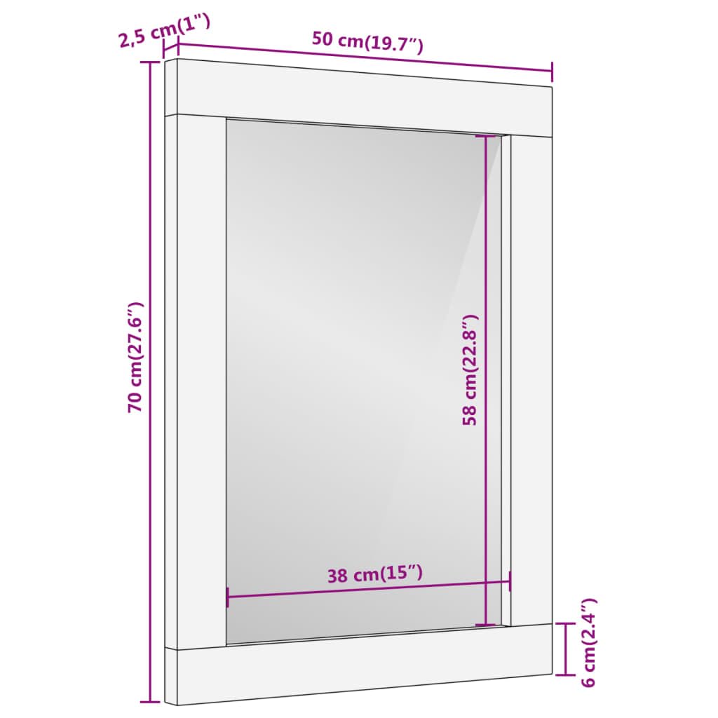 vidaXL Heim & Garten Badspiegel 50x70 cm Akazie Holz