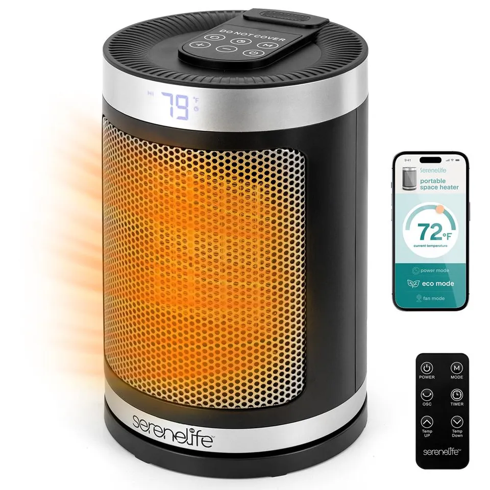 Serenelife Heater Heizlüfter schwarz 1500W PTC WiFi