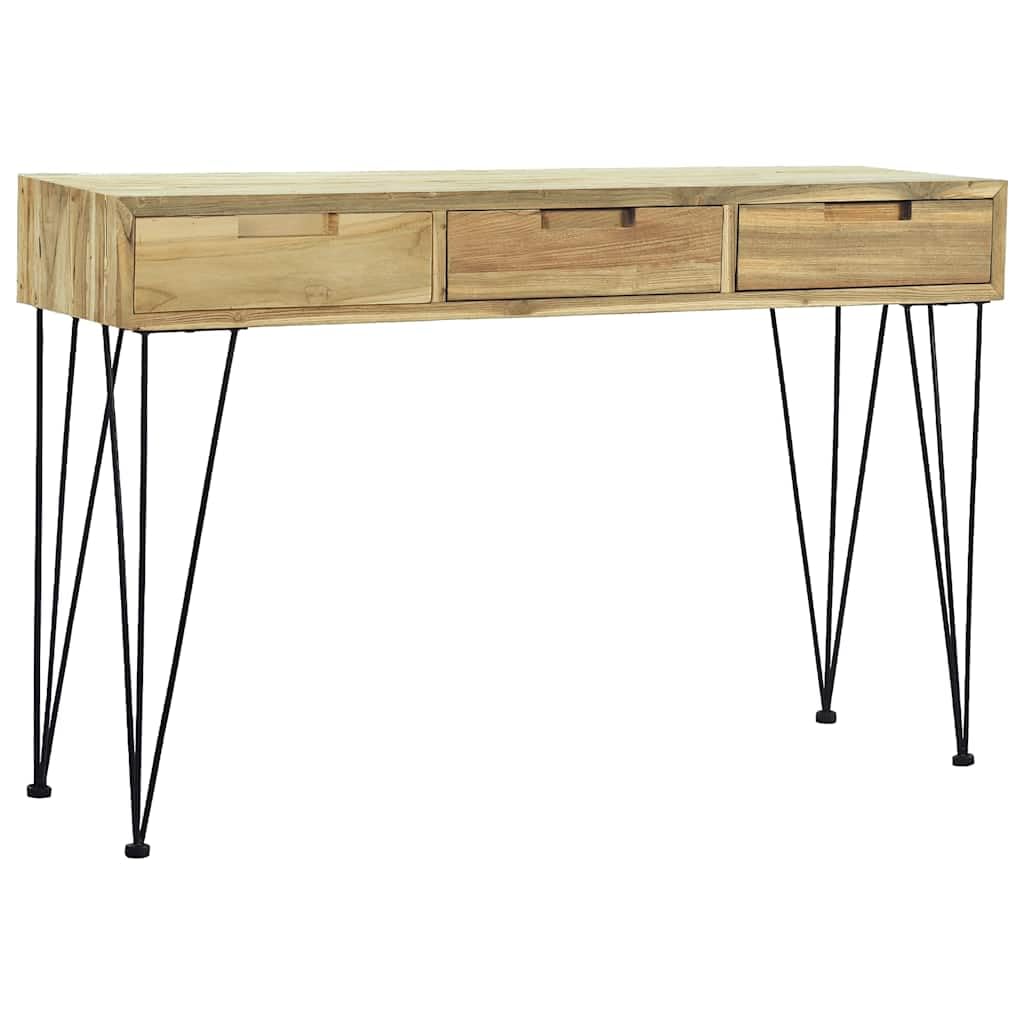 vidaXL Möbel Konsolentisch Teak Massiv 120cm 3 Schubladen