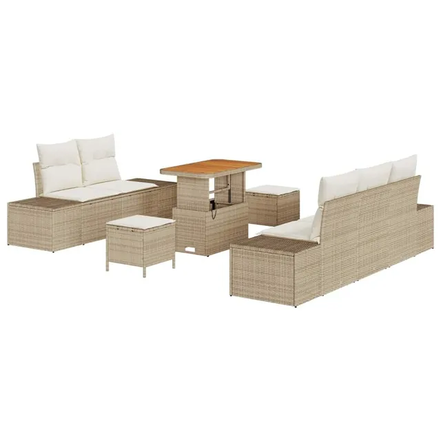 vidaXL Heim & Garten Gartensofa-Set 8-tlg Beige 239x62