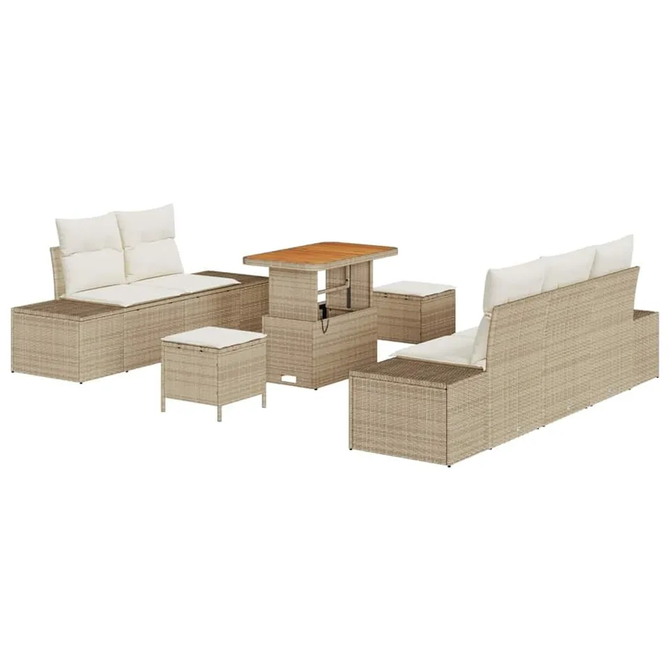 vidaXL Heim & Garten Gartensofa-Set 8-tlg Beige 239x62