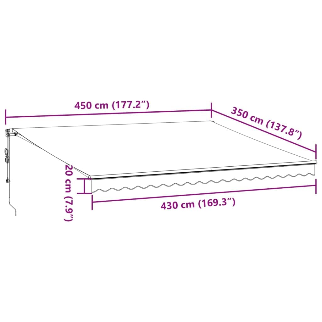 vidaXL Markise 450x350cm Anthrazit-Weiß manuell Alu