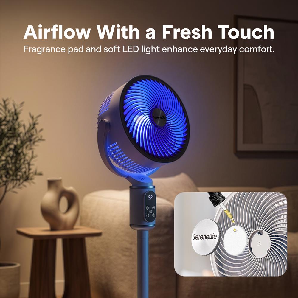 Serenelife Portable AC Standventilator Weiß 45W 6 Stufen