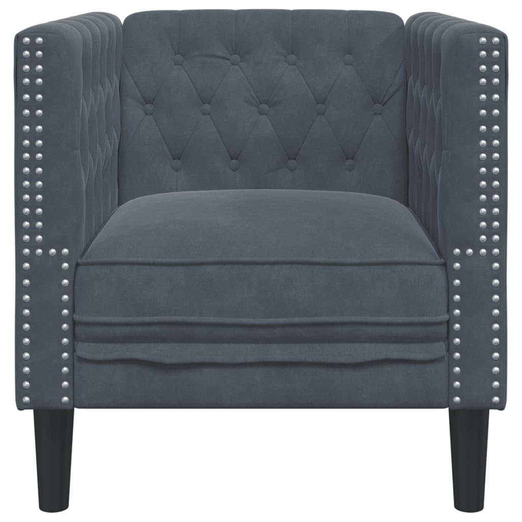 vidaXL Chesterfield-Sessel Samt Sessel Dunkelgrau Knopftuft