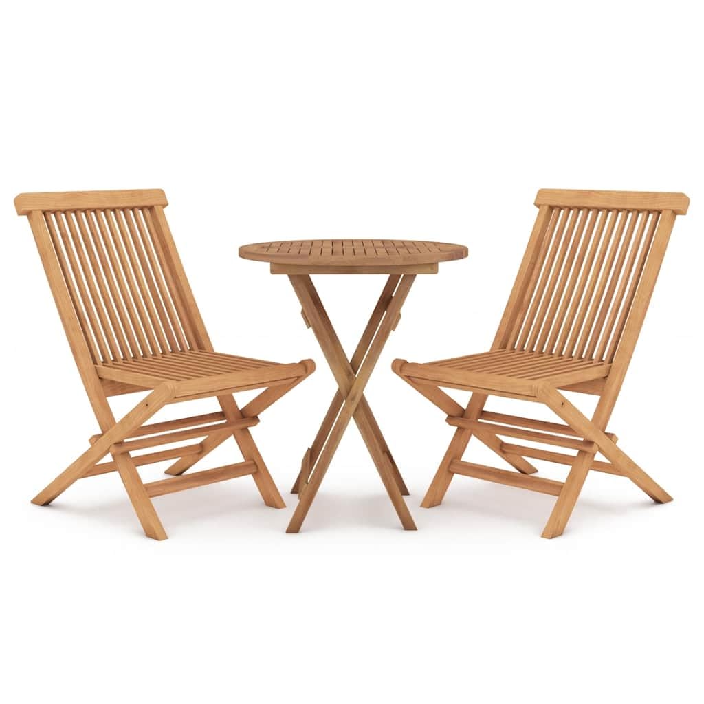 vidaXL 3-tlg. Garten-Essgruppe Teak Massivholz klappbar