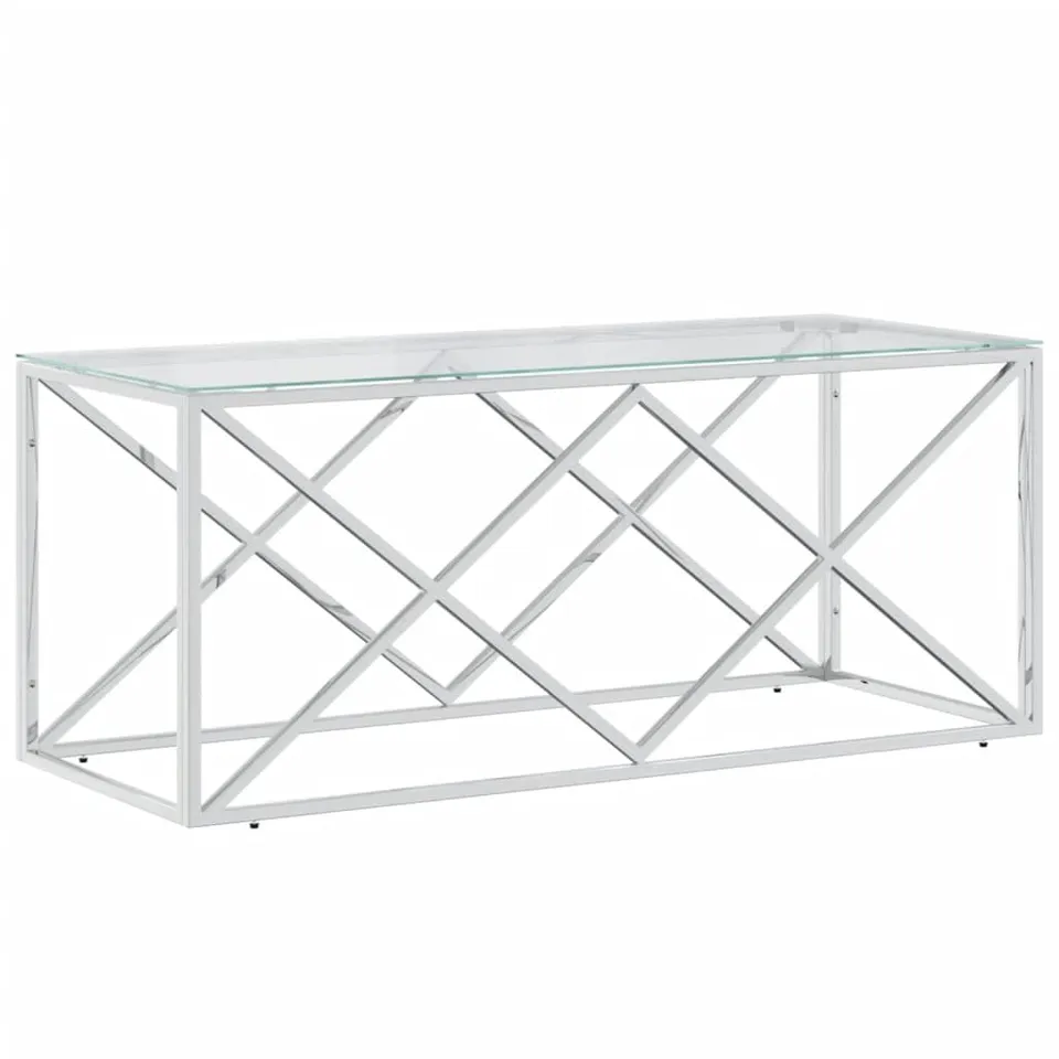 vidaXL Möbel Couchtisch 110x45x45 Edelstahl Glas Silber