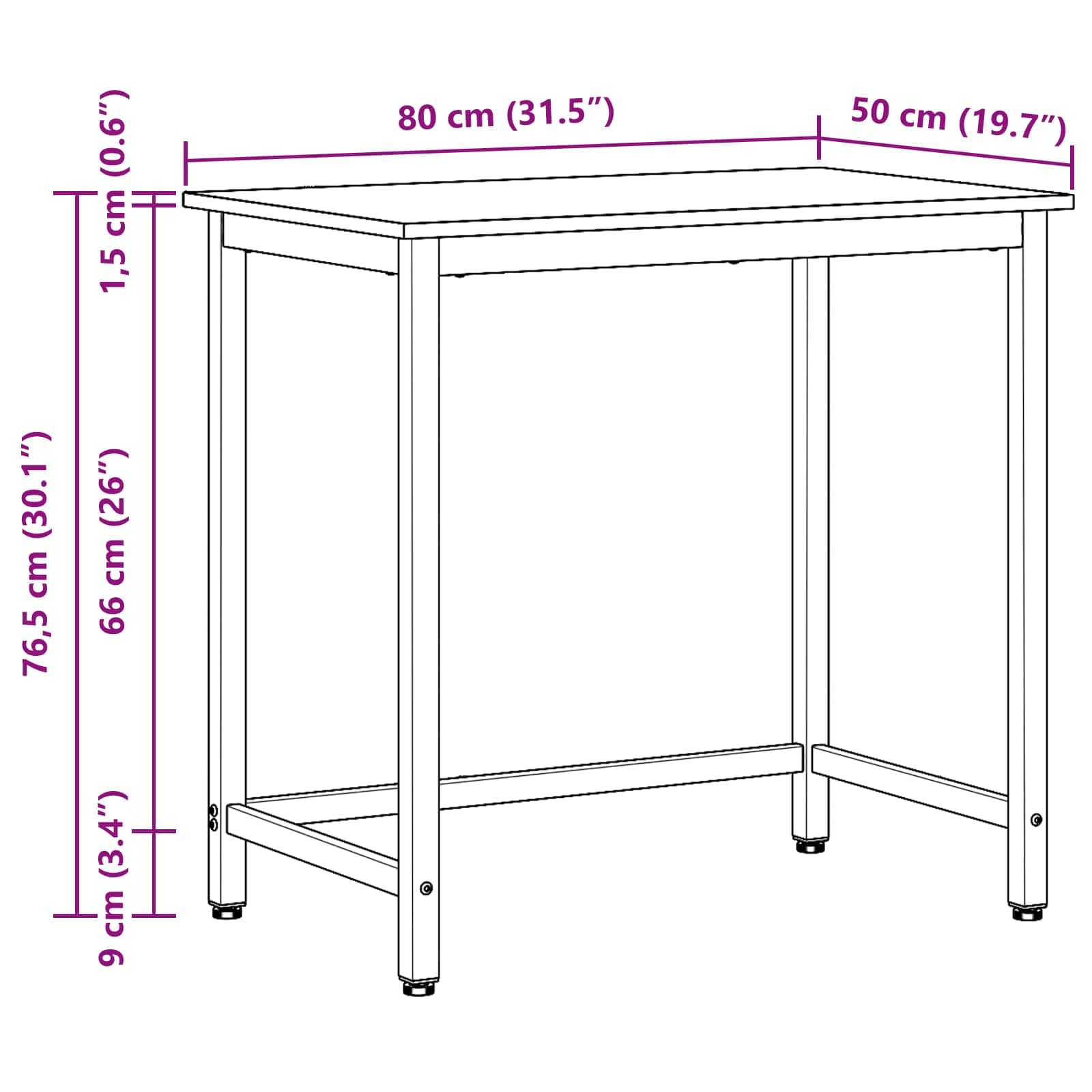 vidaXL Tisch Altholz 80x50x76,5 cm Holz Stahl