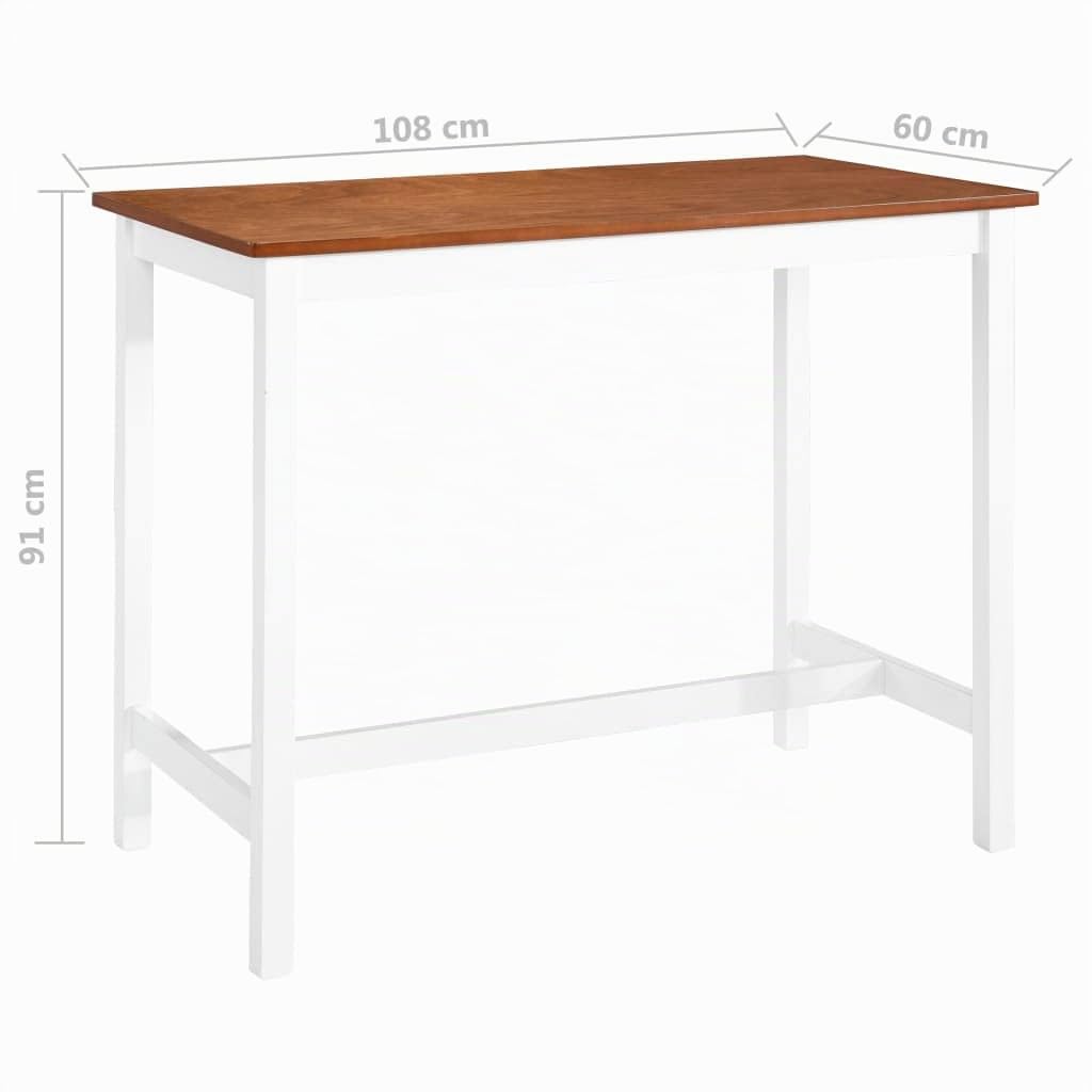 vidaXL Bartisch 108x60x91 cm Massivholz braun-weiß