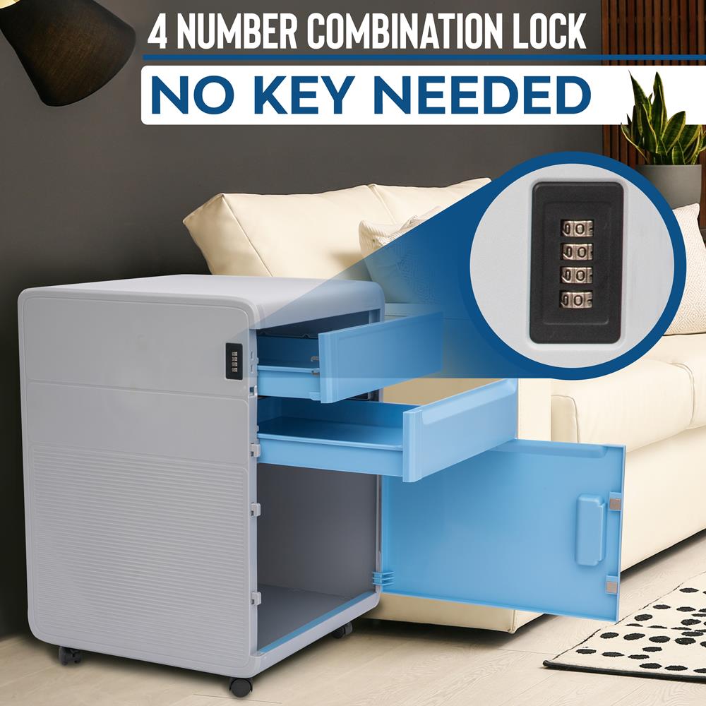 Serenelife Storage Rollschrank Aktenschrank mit Schloss 3-Fächer