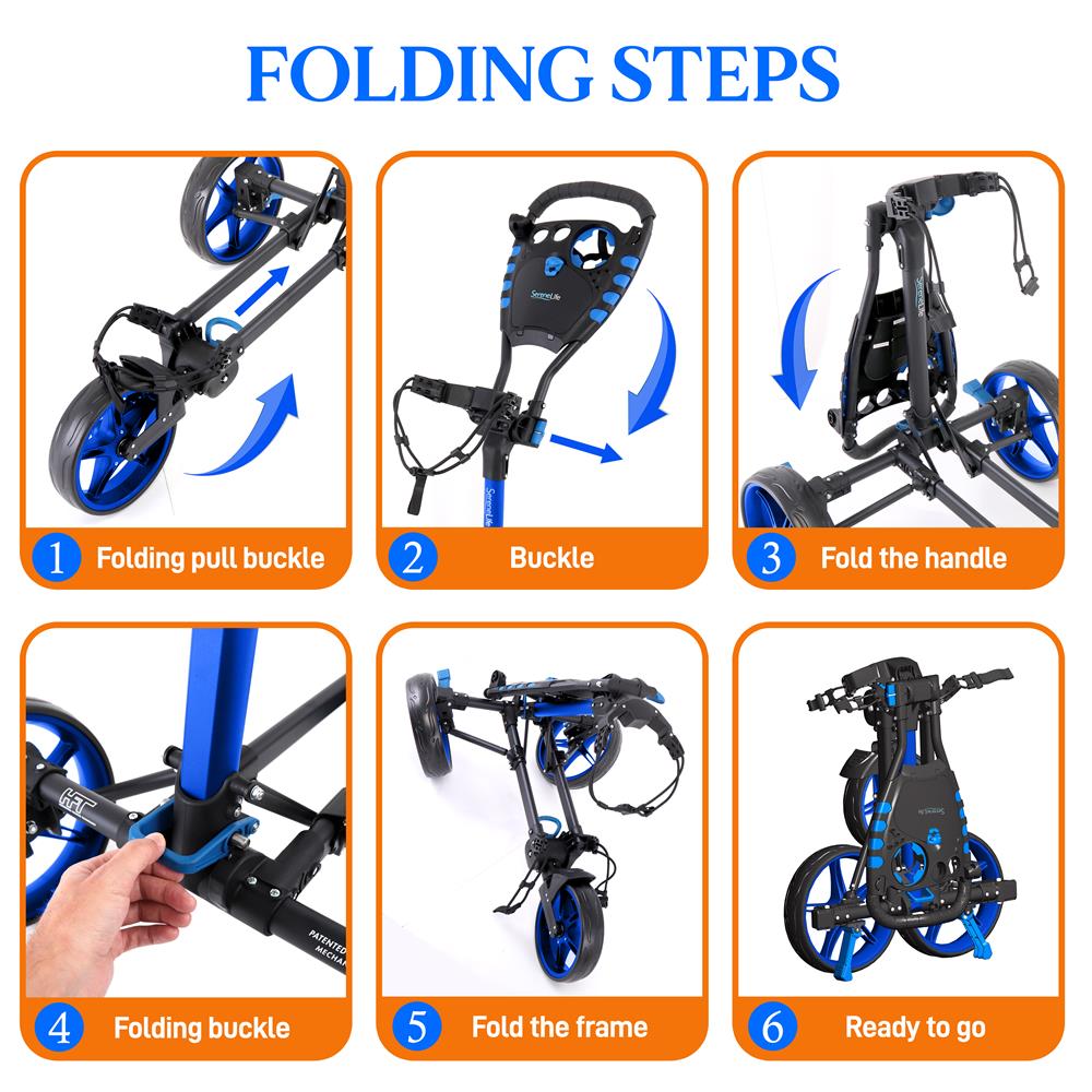 Serenelife Camping Golf Trolley 3-Rad Alu faltbar