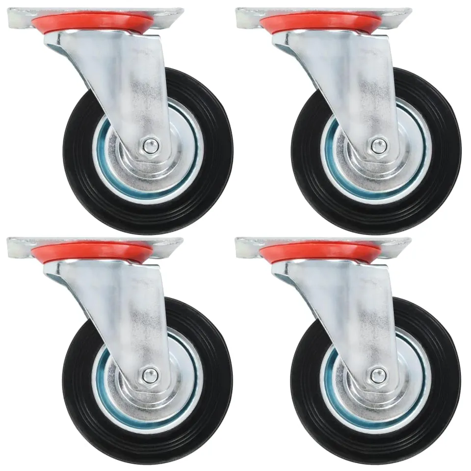 vidaXL Lenkrollen 100 mm Möbelrollen 4 Stk. Gummi Eisen