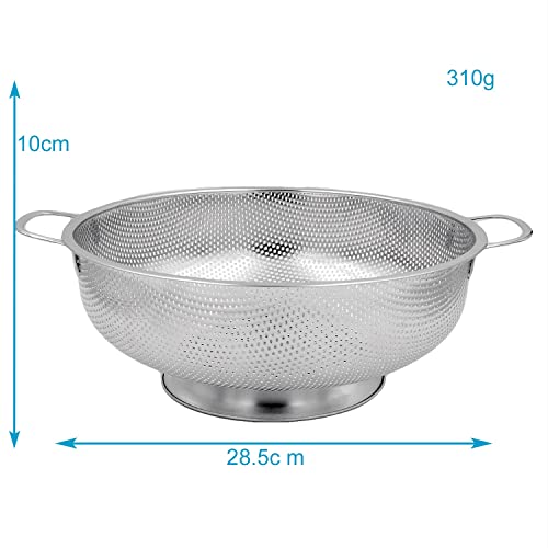 Intirilife Sieb Edelstahl Küchensieb mit Griffen 28,5 cm