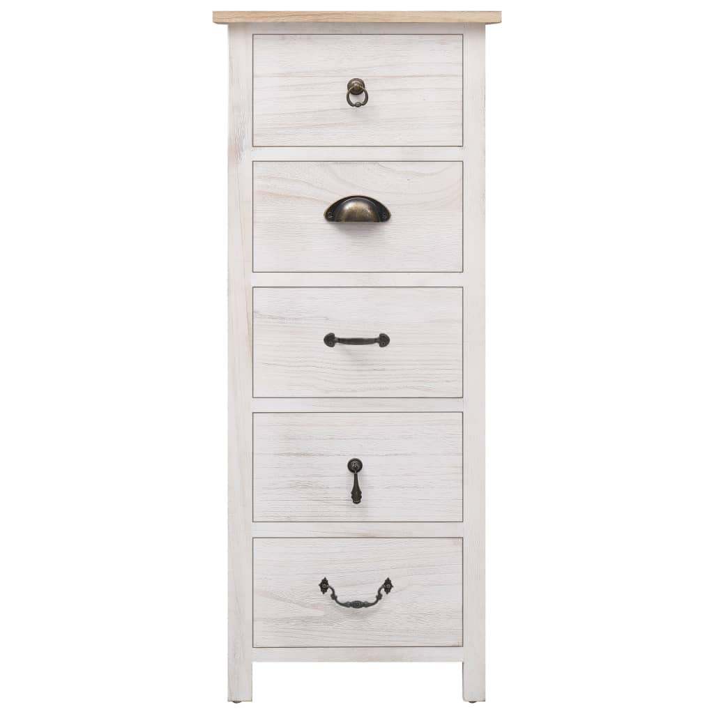 vidaXL Beistellschrank Kommode Paulownia-Holz 5 Schubladen 35x25x87cm