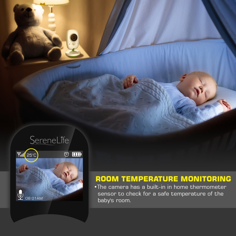 Serenelife Babyphone mit Kamera 2 Zoll Nachtsicht Weiß