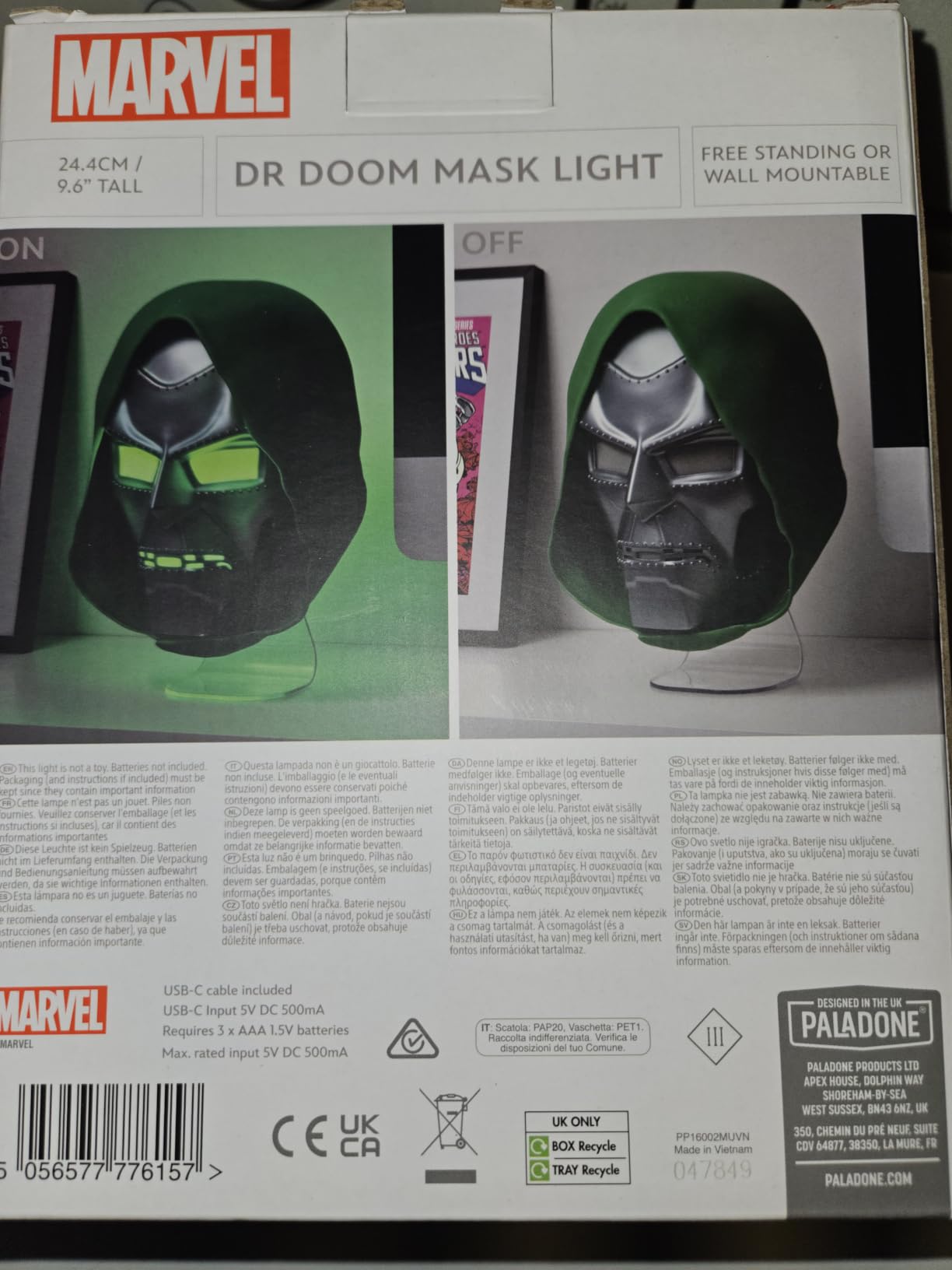Paladone Marvel Dr Doom Masken-Licht 23 cm USB