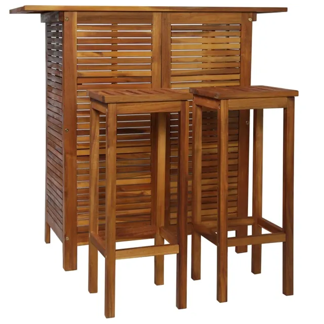 vidaXL Bartisch Set 3-tlg Akazienholz 110x50x105 cm Ölfinish
