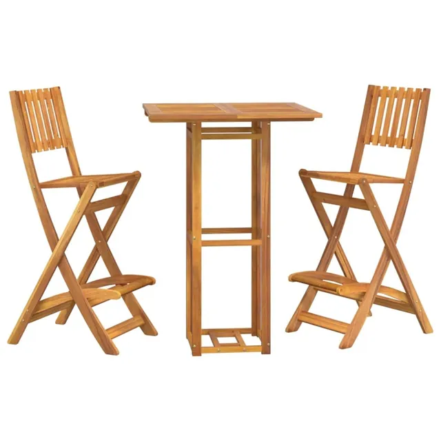 vidaXL Heim & Garten Gartenbar-Set Akazie 3-TLG klappbar
