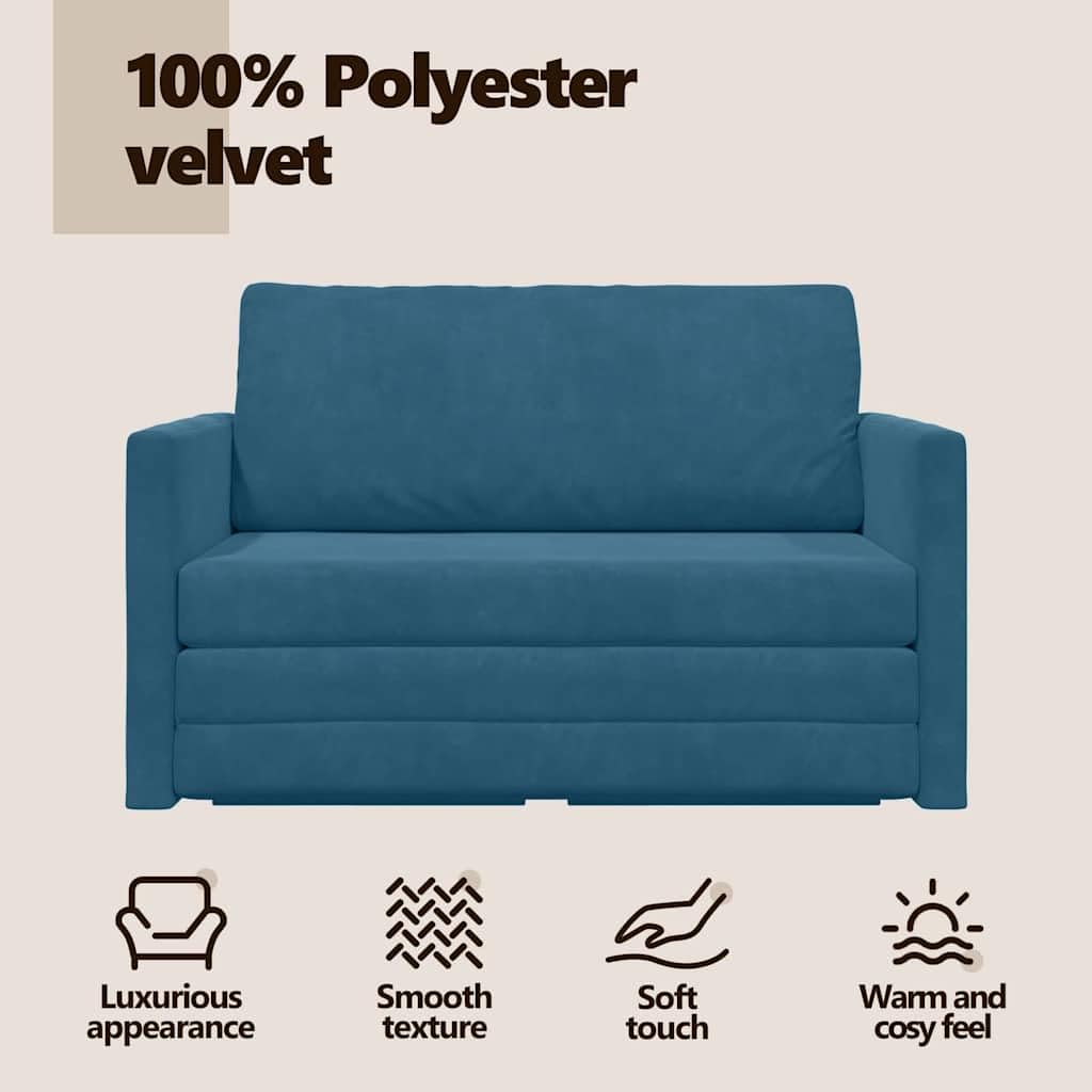 vidaXL Möbel Schlafsofa 124x71x78 cm Blau Samt umwandelbar