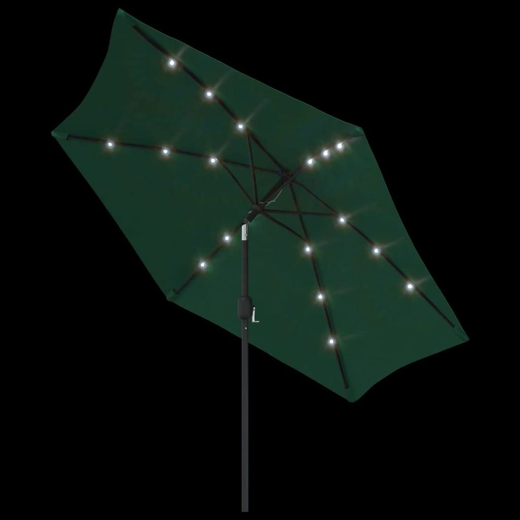 vidaXL Ampelschirm LED 300 cm Stahlmast Grün