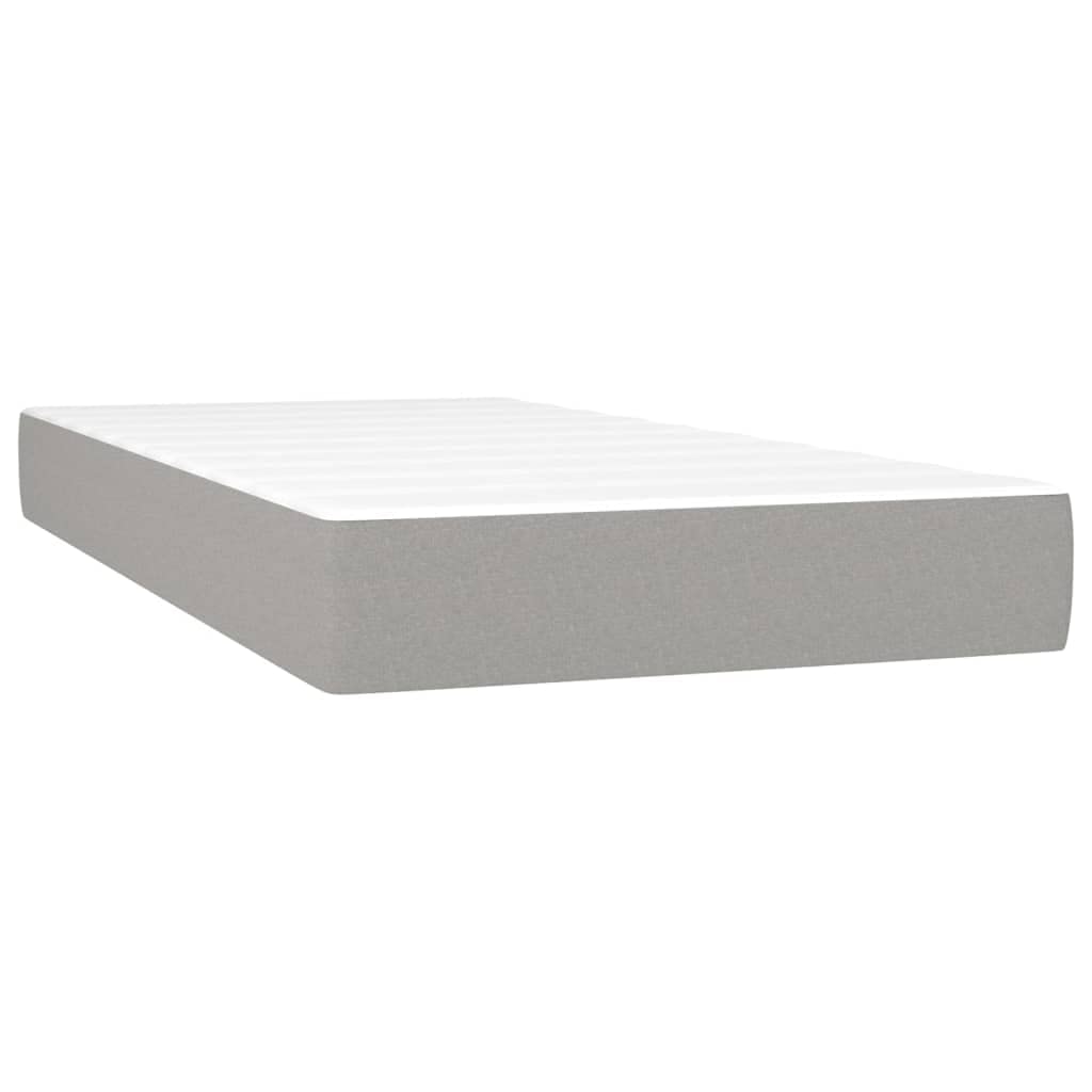 vidaXL Boxspringbett Hellgrau 100x200 cm Stoff mit Matratze LED