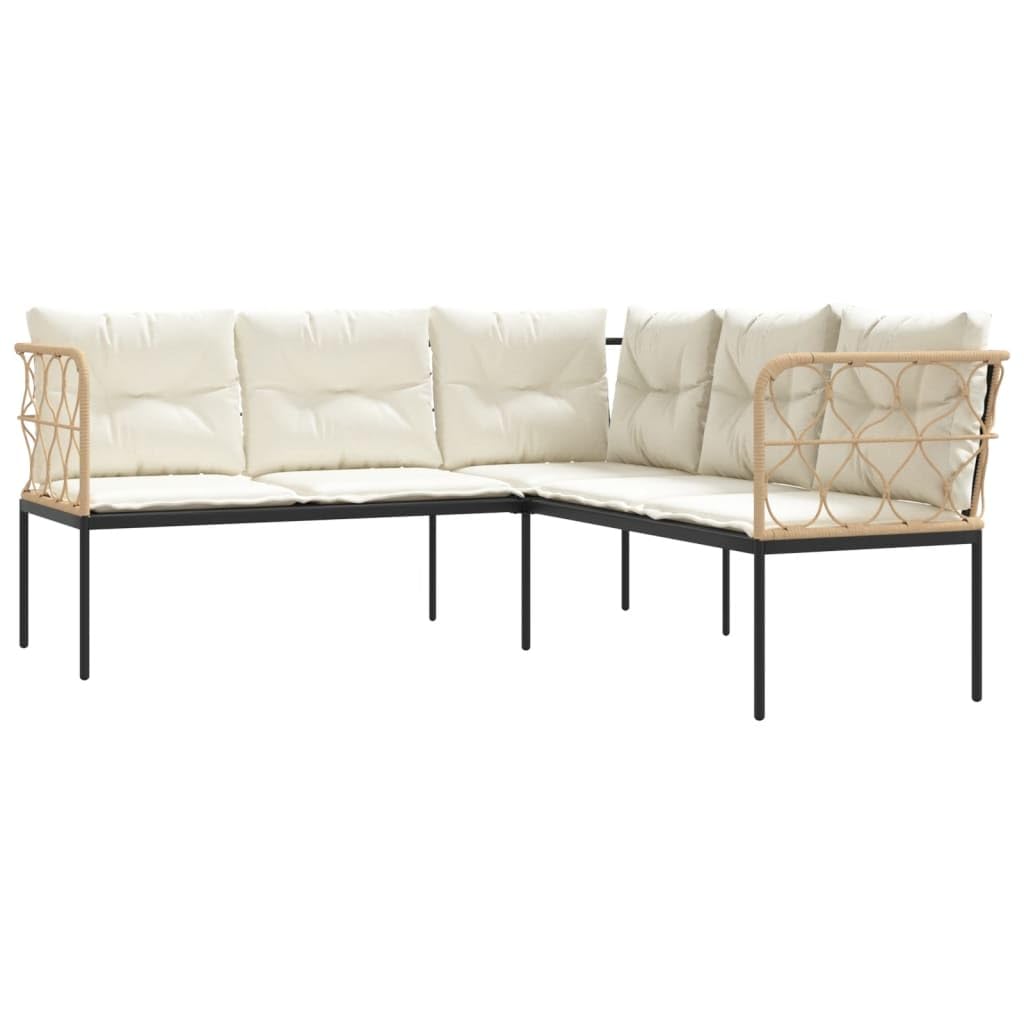 vidaXL Heim & Garten Gartensofa L-Form weiß Textilene mit Kissen