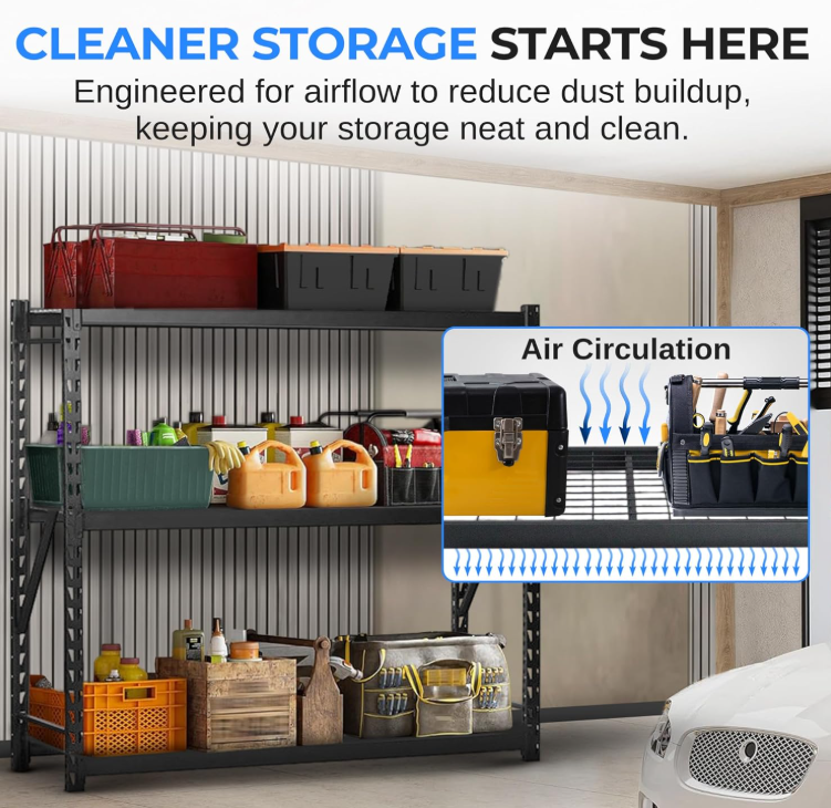 Serenelife Storage SLSS3T Schwerlastregal 3 Böden Schwarz