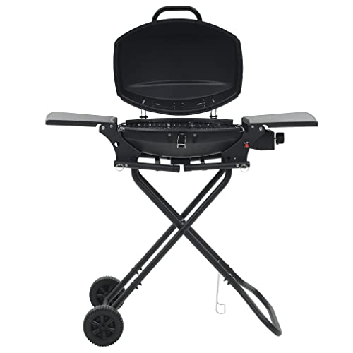 vidaXL Gasgrill tragbar Schwarz mit Kochzone Stahl