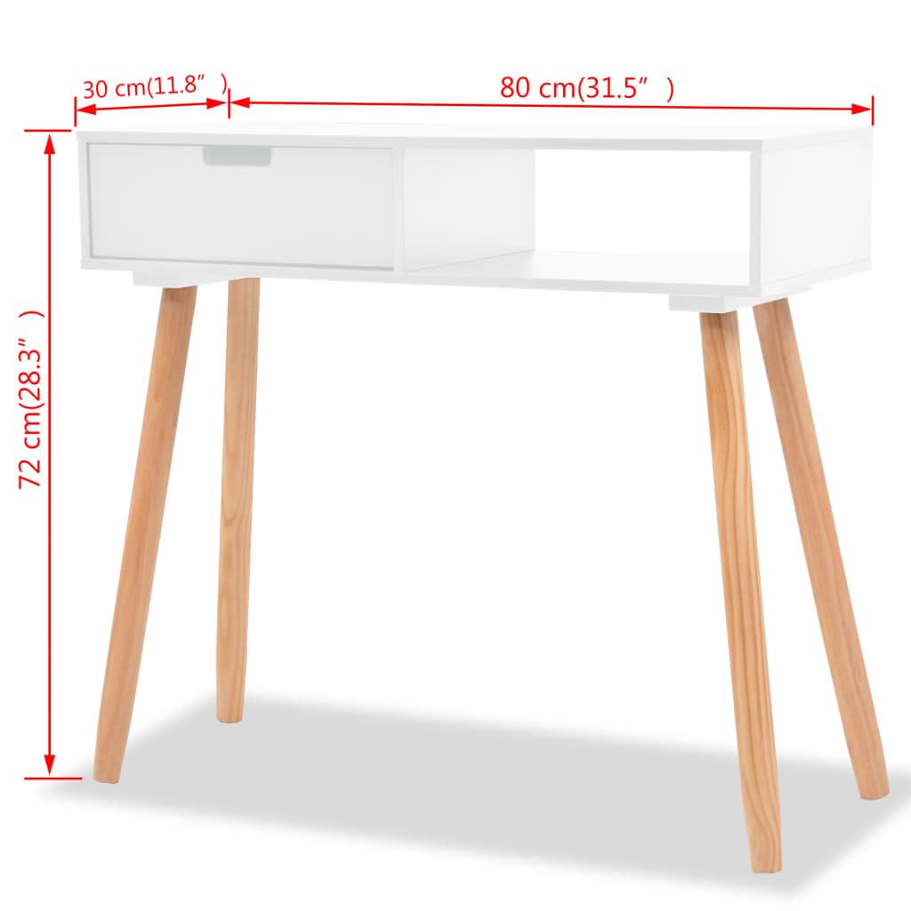 vidaXL Möbel Konsolentisch Pinienholz 80x30x72 cm Weiß