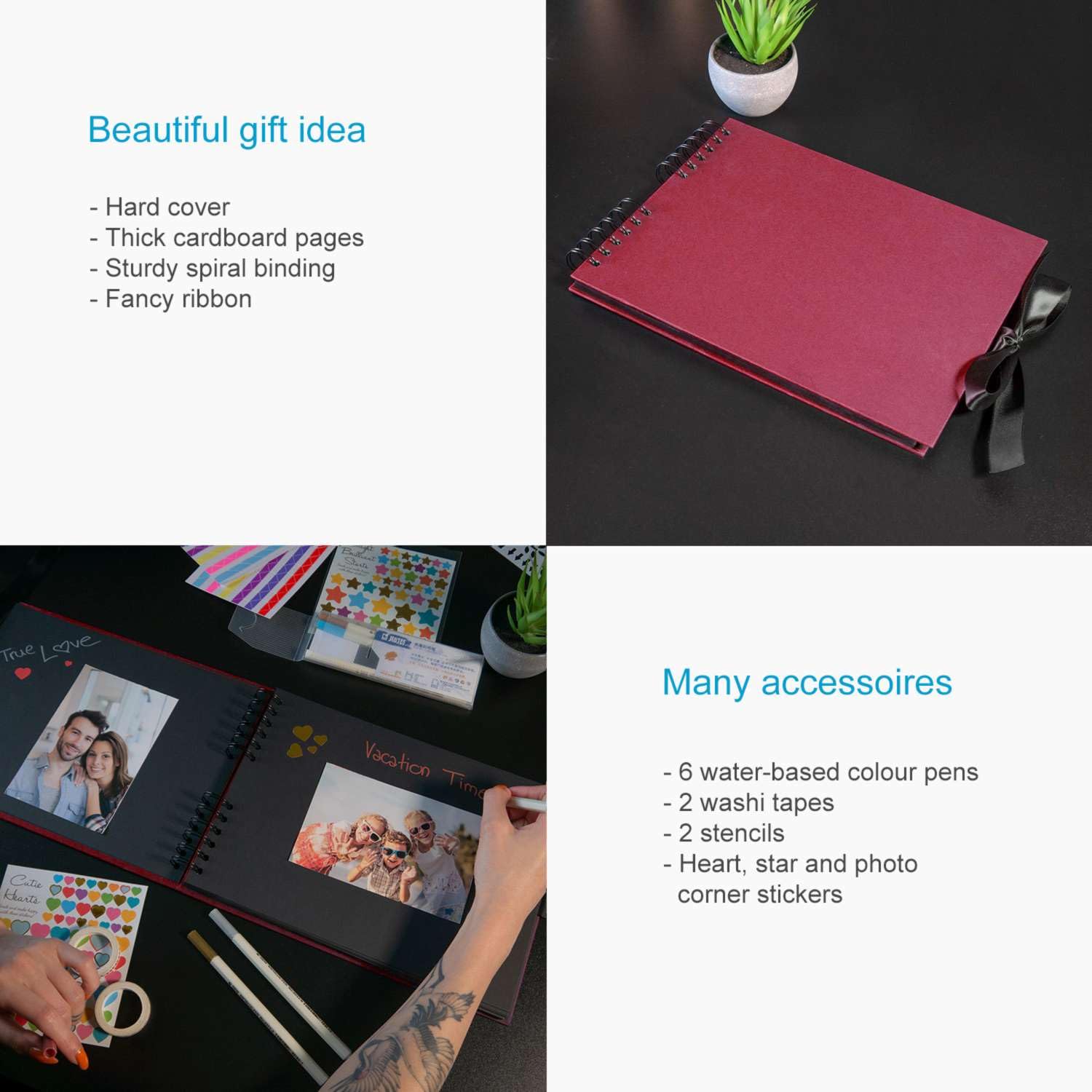 Intirilife Fotoalbum Selbst Gestalten Rot 80 Seiten DIY-Set