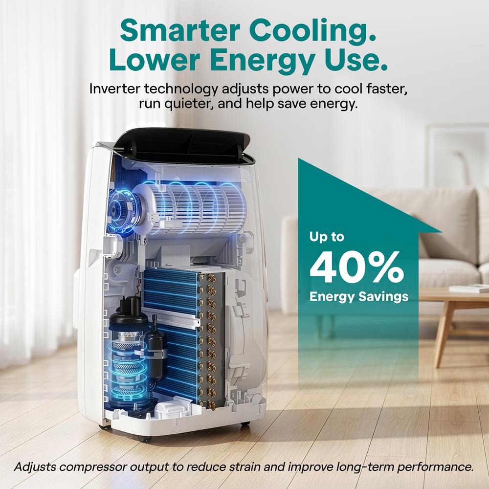 Serenelife Portable AC Klimagerät 14000 BTU Grau WiFi Inverter