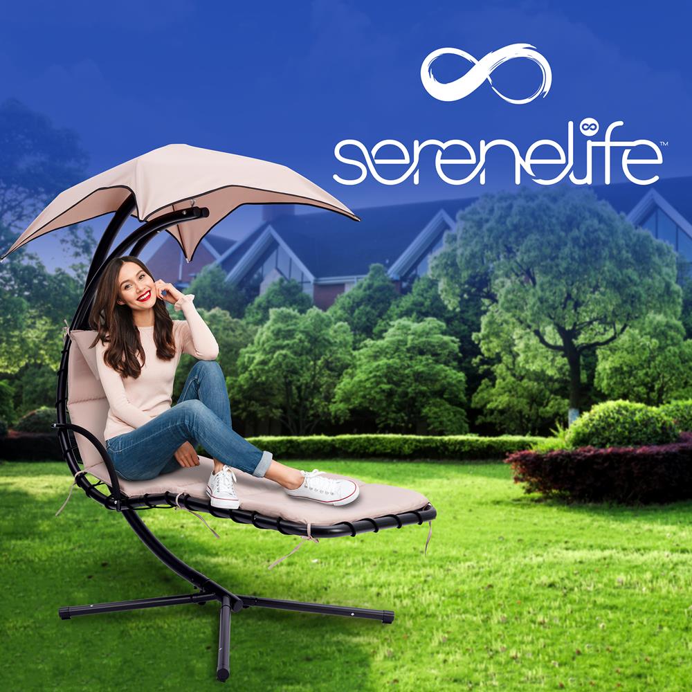 Serenelife Furniture Hängeliege SLHNGCH44 Schaukelliege Beige Stahl