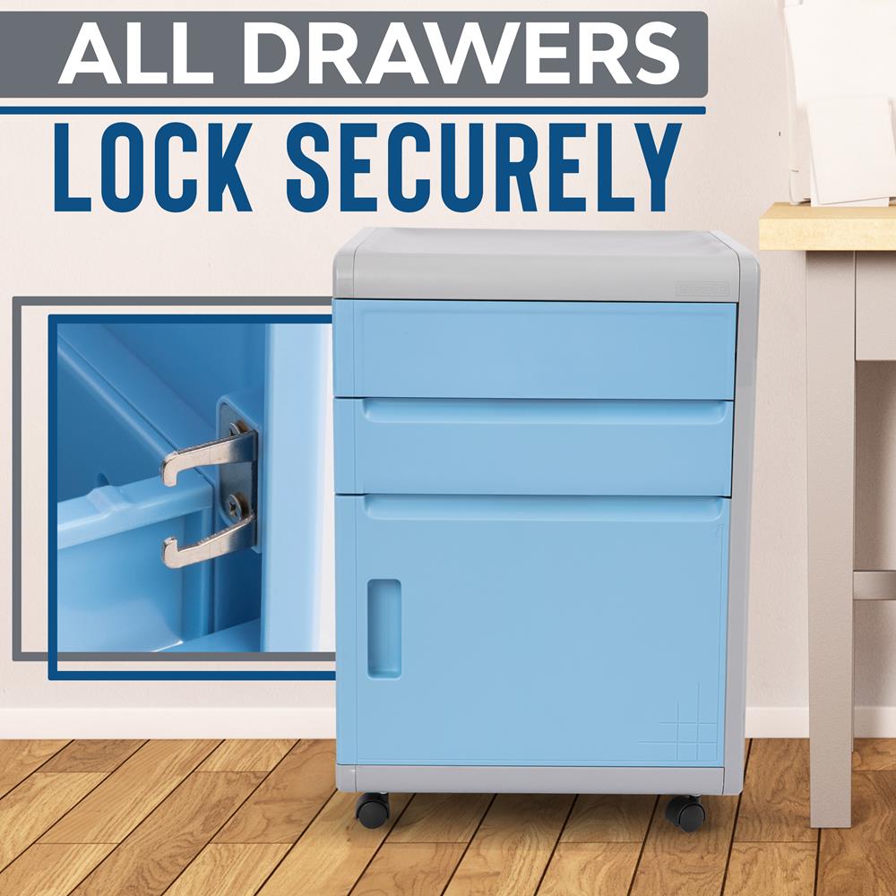 Serenelife Storage Rollschrank Aktenschrank mit Schloss 3-Fächer