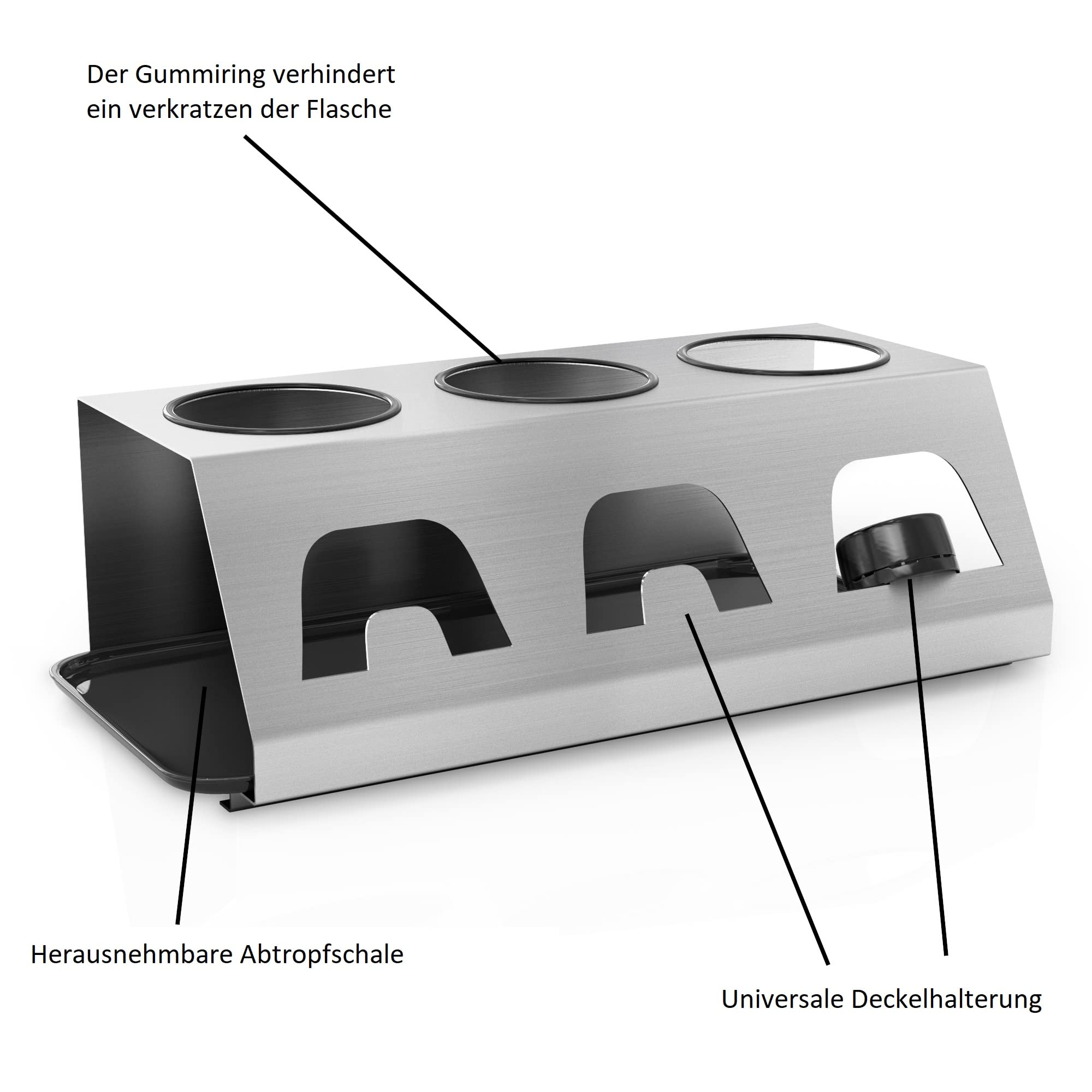 Intirilife Flaschenhalter Edelstahl Silber 30x15,5x11 cm