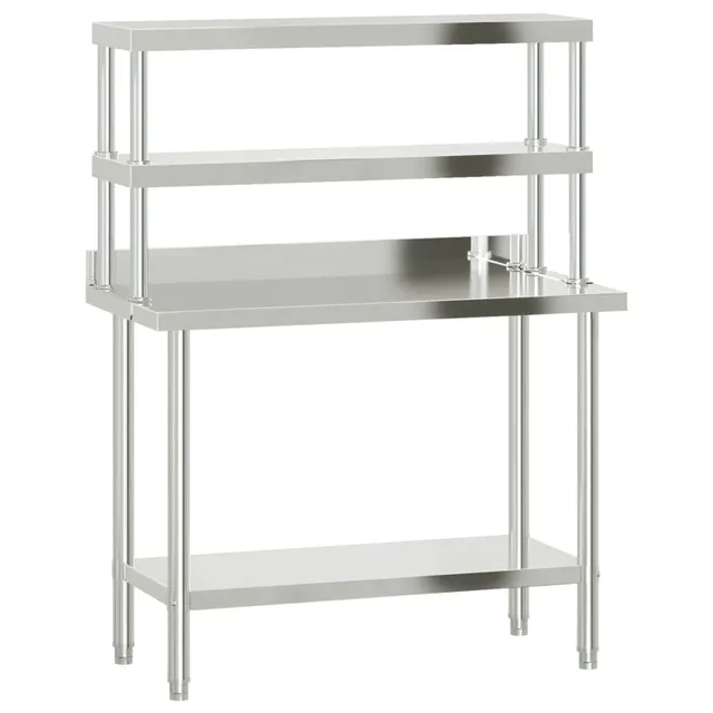 vidaXL Arbeitstisch Edelstahl 110x55 cm mit Aufsatzboard