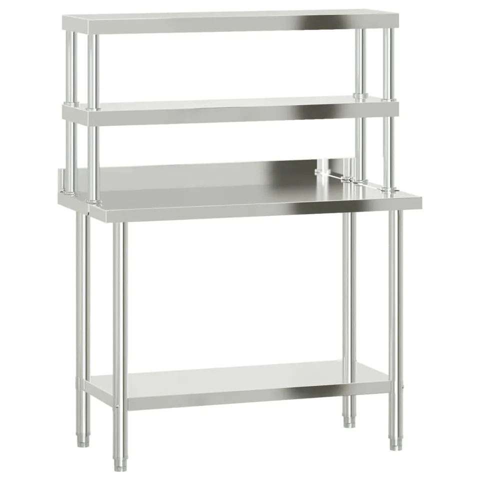 vidaXL Arbeitstisch Edelstahl 110x55 cm mit Aufsatzboard