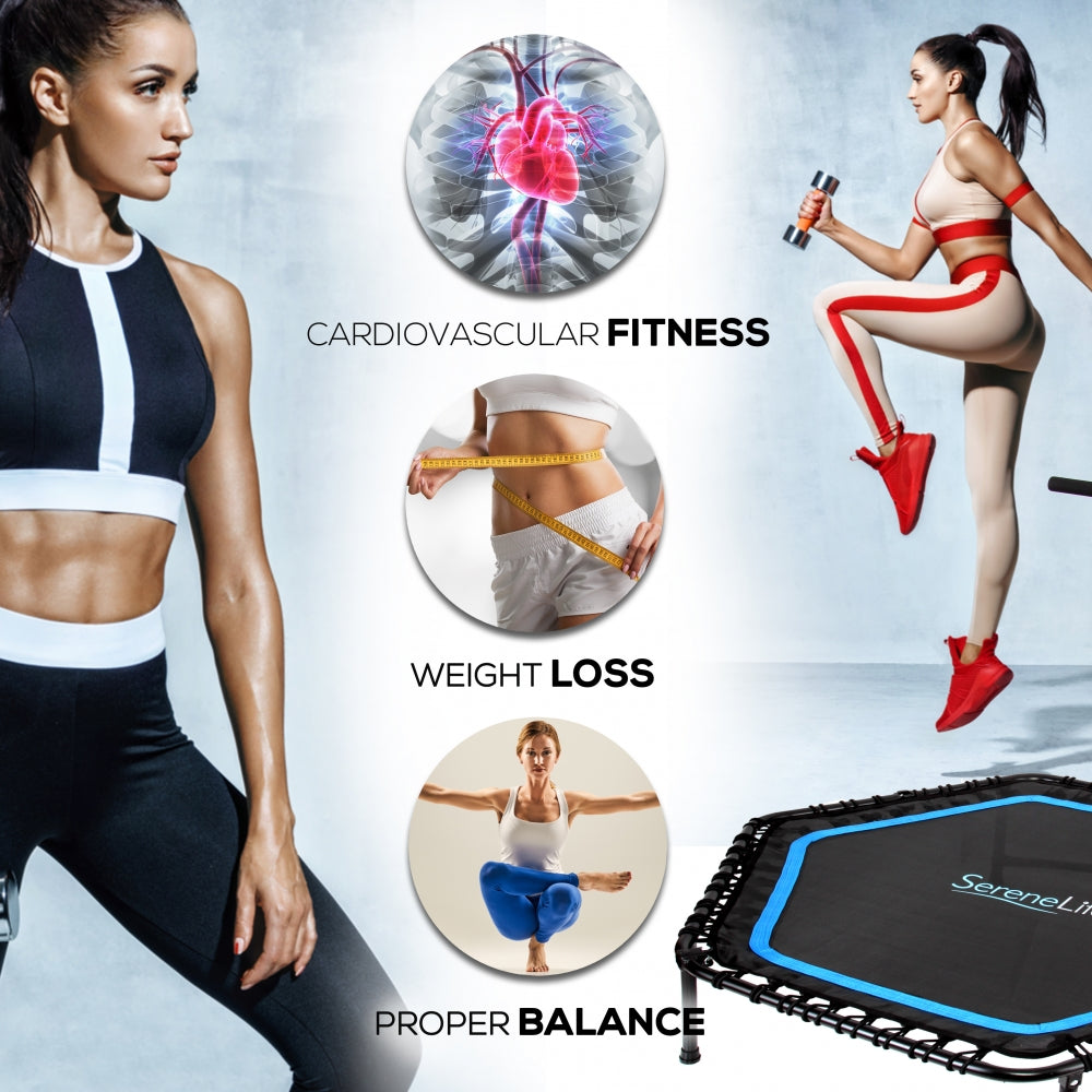 Serenelife Fitness Trampolin 48 Zoll klappbar Haltestange