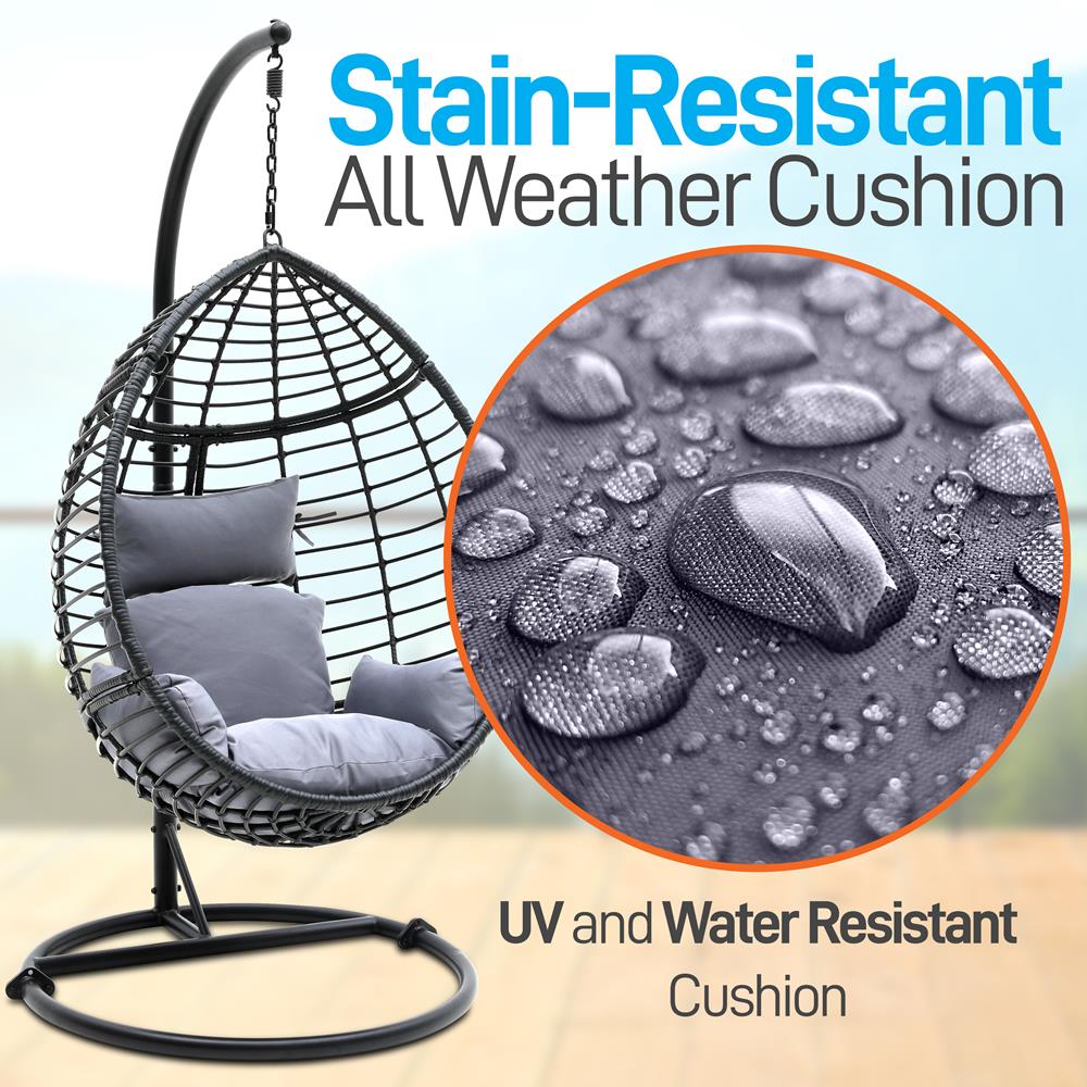 Serenelife Outdoor Swing Hängesessel Rattan grau Stahl
