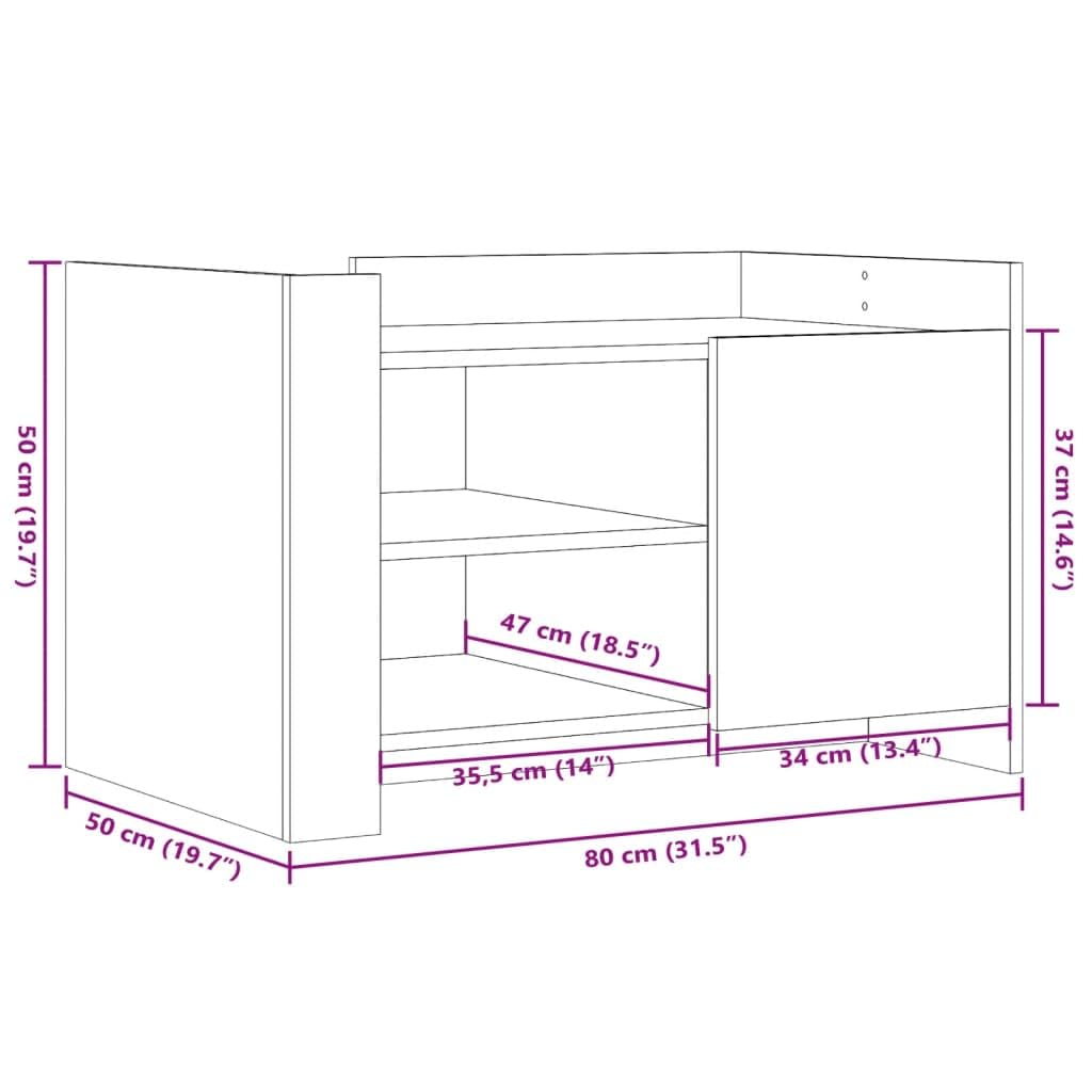 vidaXL Couchtisch Weiß 80x50x50 cm Holzwerkstoff Stauraum