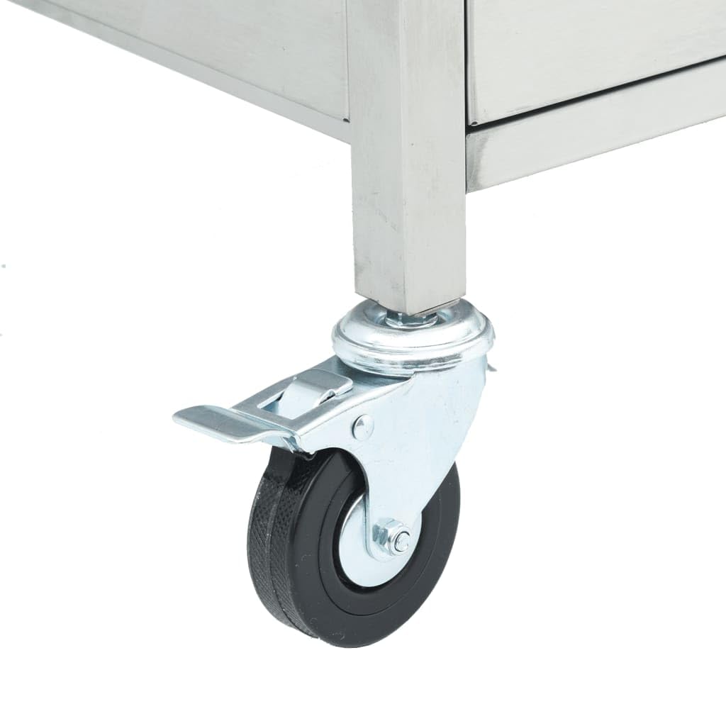 vidaXL Gasgrill 4 Flammen Edelstahl Silber mit Rädern